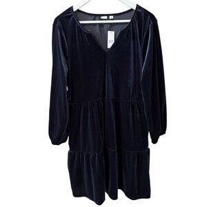 GAP NWT Navy Blue Velvet Tiered Dress Women's size M